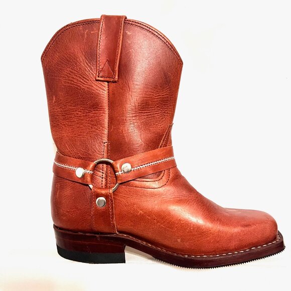 Cowboy Hand Tooled Leather Harness Brown Boots-European Sz. 30 (Us 12 1/2-13) - Picture 3 of 15